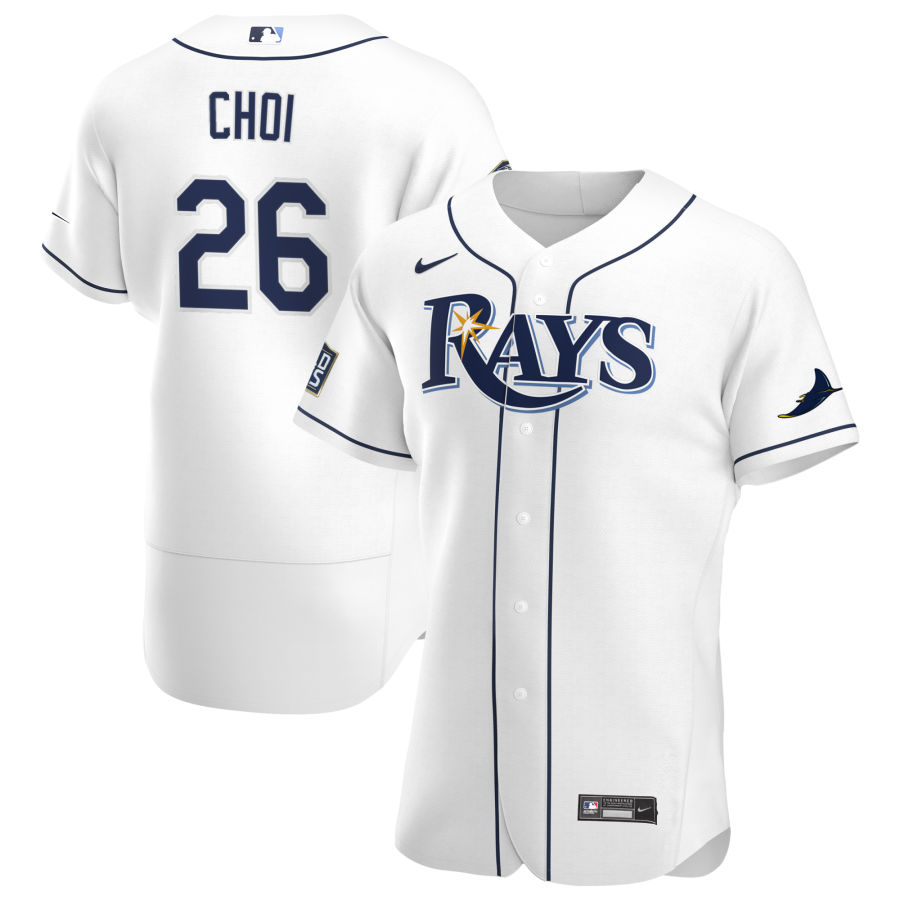 Tampa Bay Rays #26 Ji-Man Choi Men Nike White Home 2020 World Series Bound Authentic Player MLB Jersey